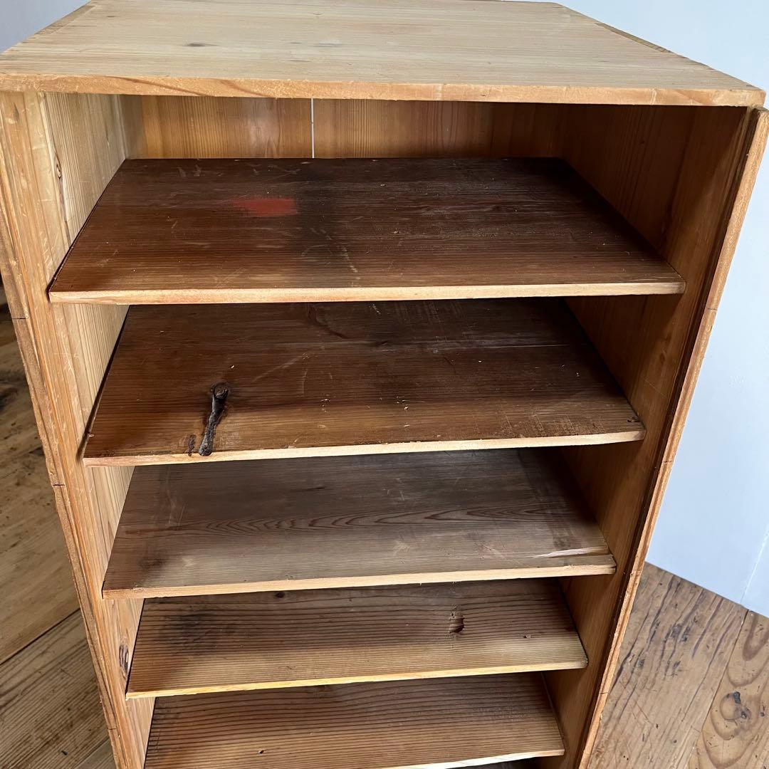 アンティーク 仕切り棚 チェスト 食器棚 書類棚 無垢材 無塗装 z849