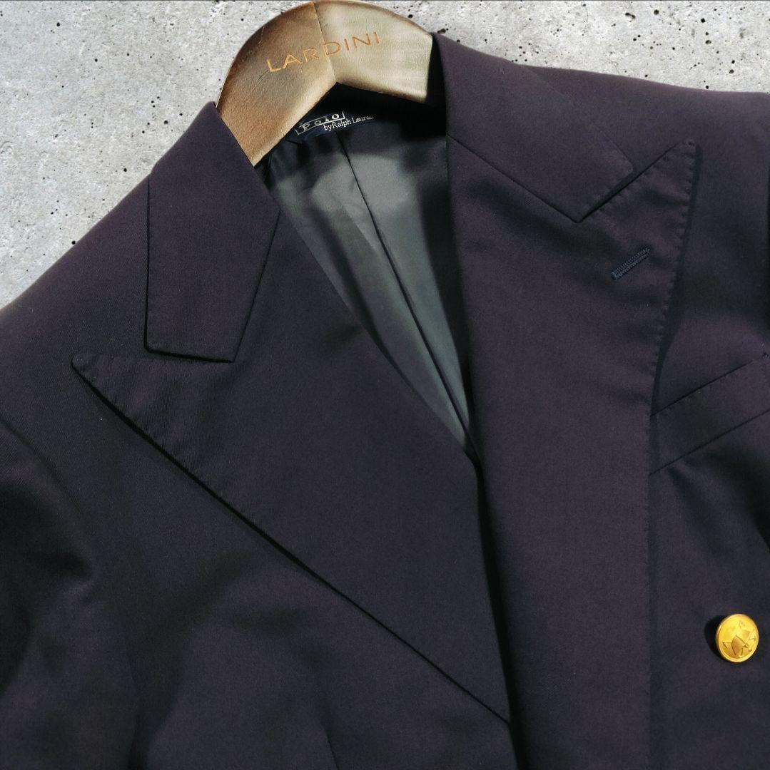 ポロラルフローレン 紺ブレ 金ボタン ダブルブレスト A5 日本製