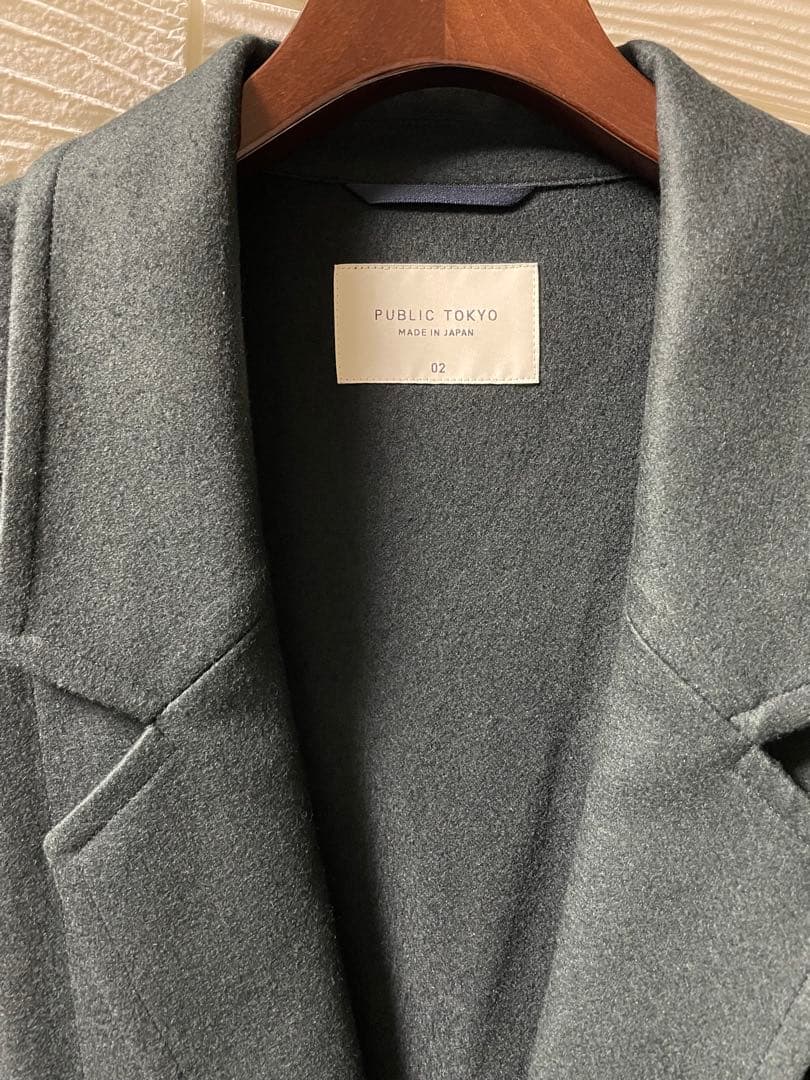 パブリックトウキョウ　シルキーウールジャージテーラードジャケット　ダークグリーン