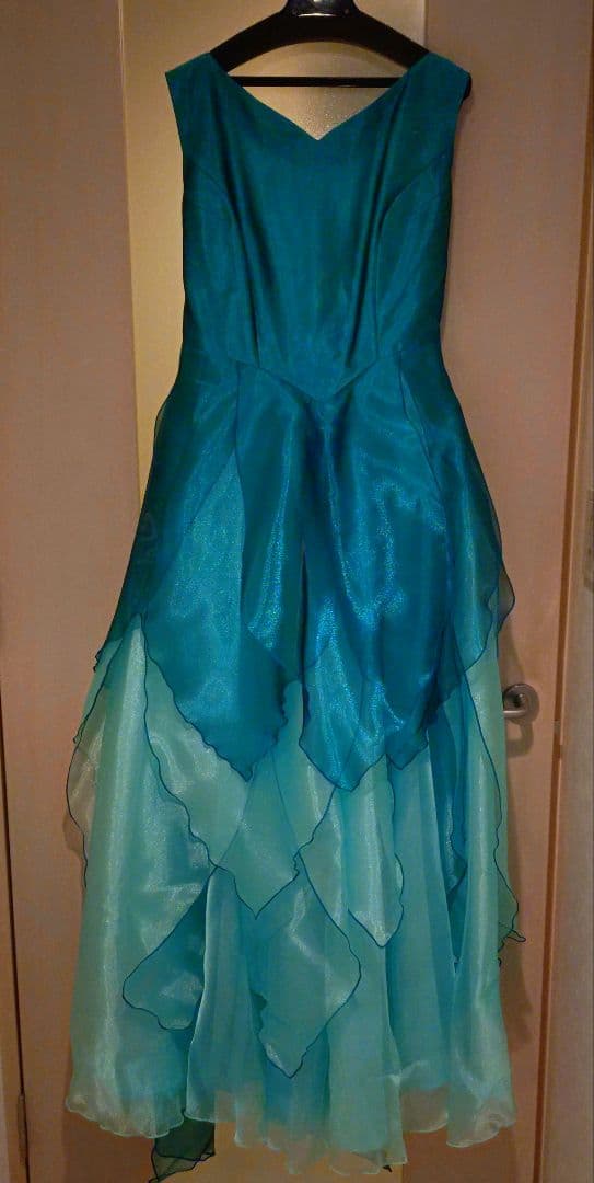 13号日本製ノン・プレステージ／緑シフォンカラードレス演奏会用