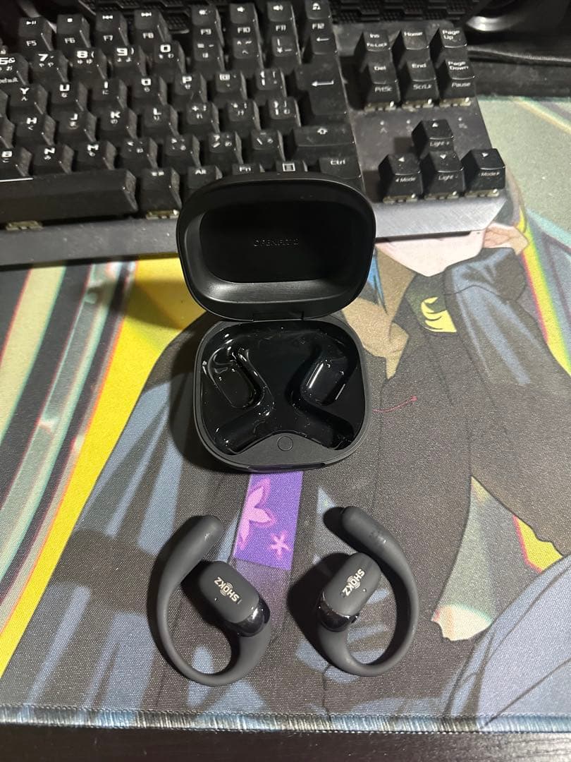 SHOKZ ワイヤレスイヤホン ブラック 充電ケース付き