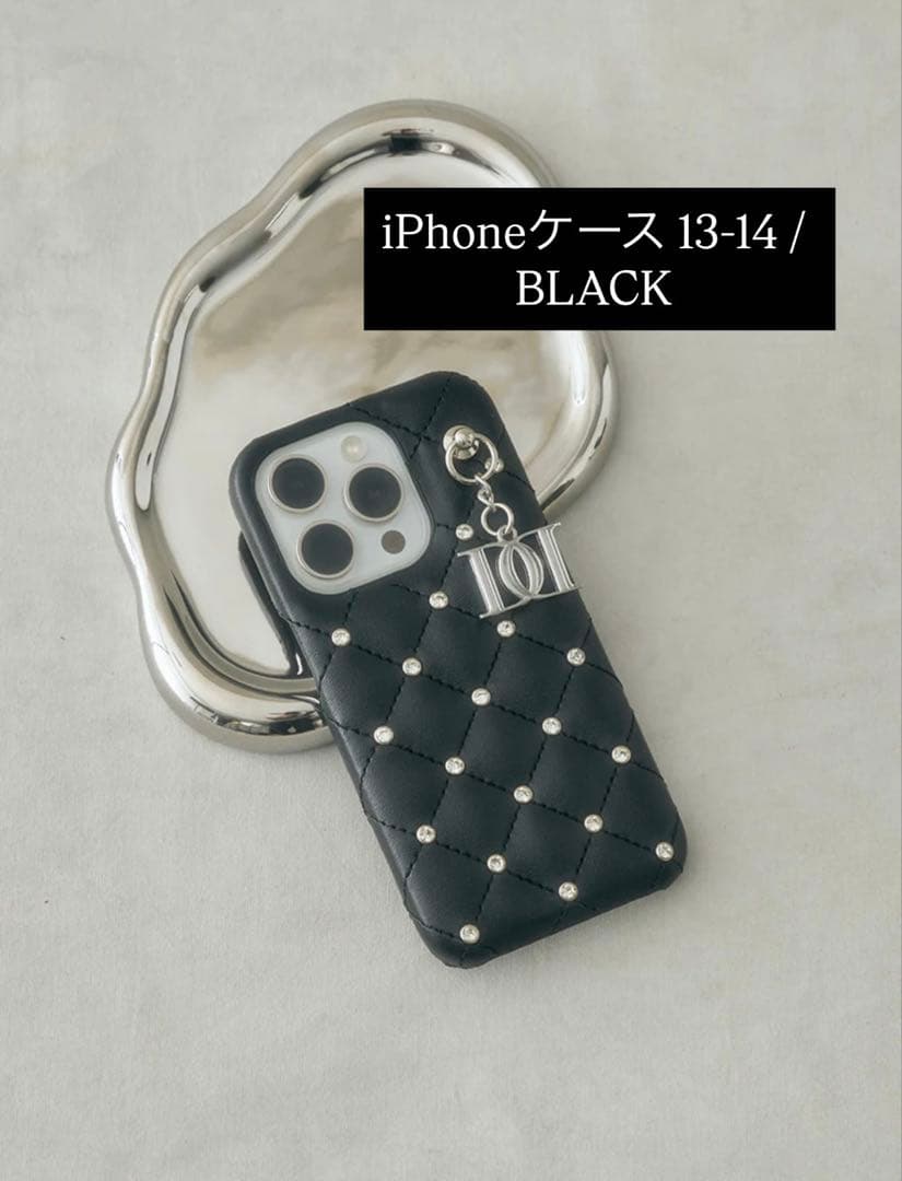 キルティングビジューDDチャームiPhoneケース