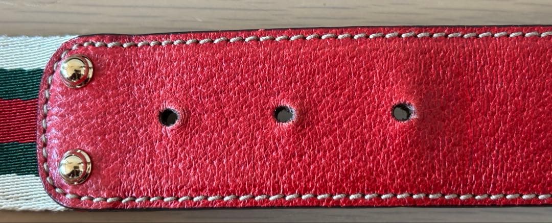 GUCCI 赤 レザー ベルト GGロゴ　ゴールド