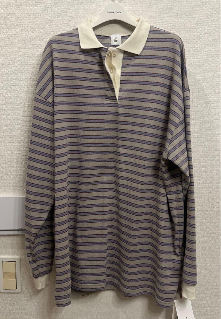 25AW 最新6 ROKU コットン ボーダー ラガー トップス シャツ ポロ