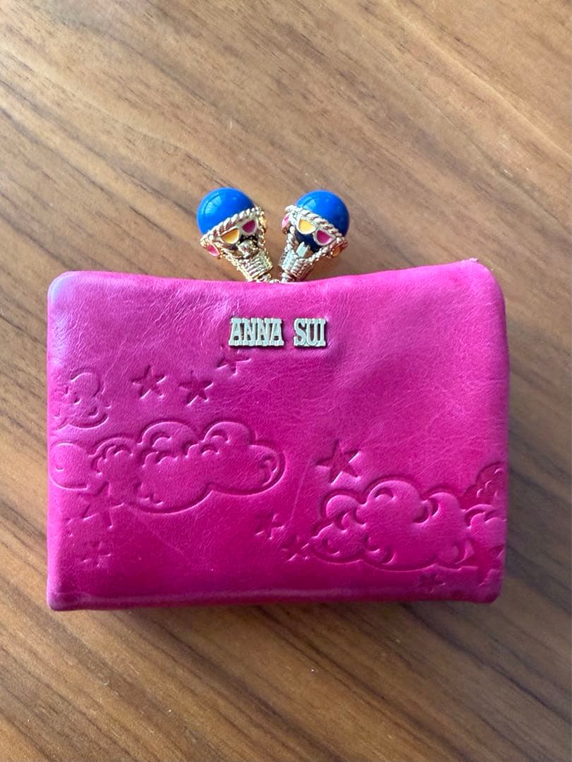 ANNA SUI アナスイ　本革がま口二つ折り財布