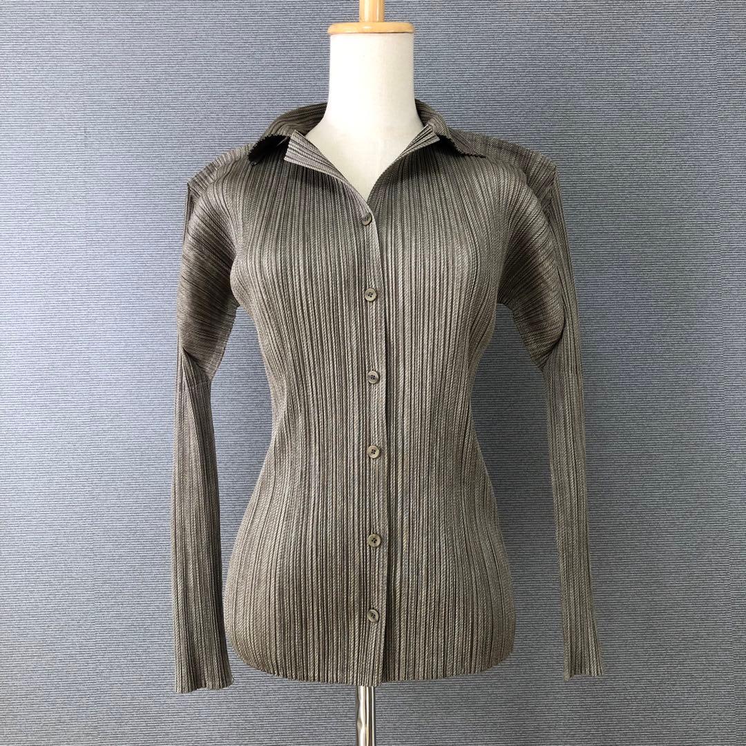 PLEATS PLEASE オープンカラー 長袖シャツ 3 グレージュ
