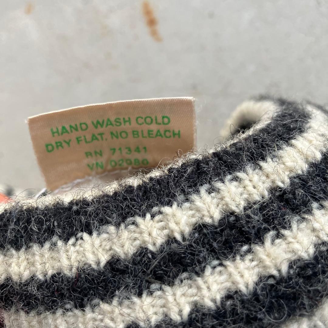 80’s L.L.Bean バーズアイ柄ウールニットセーター 総柄 ホワイト