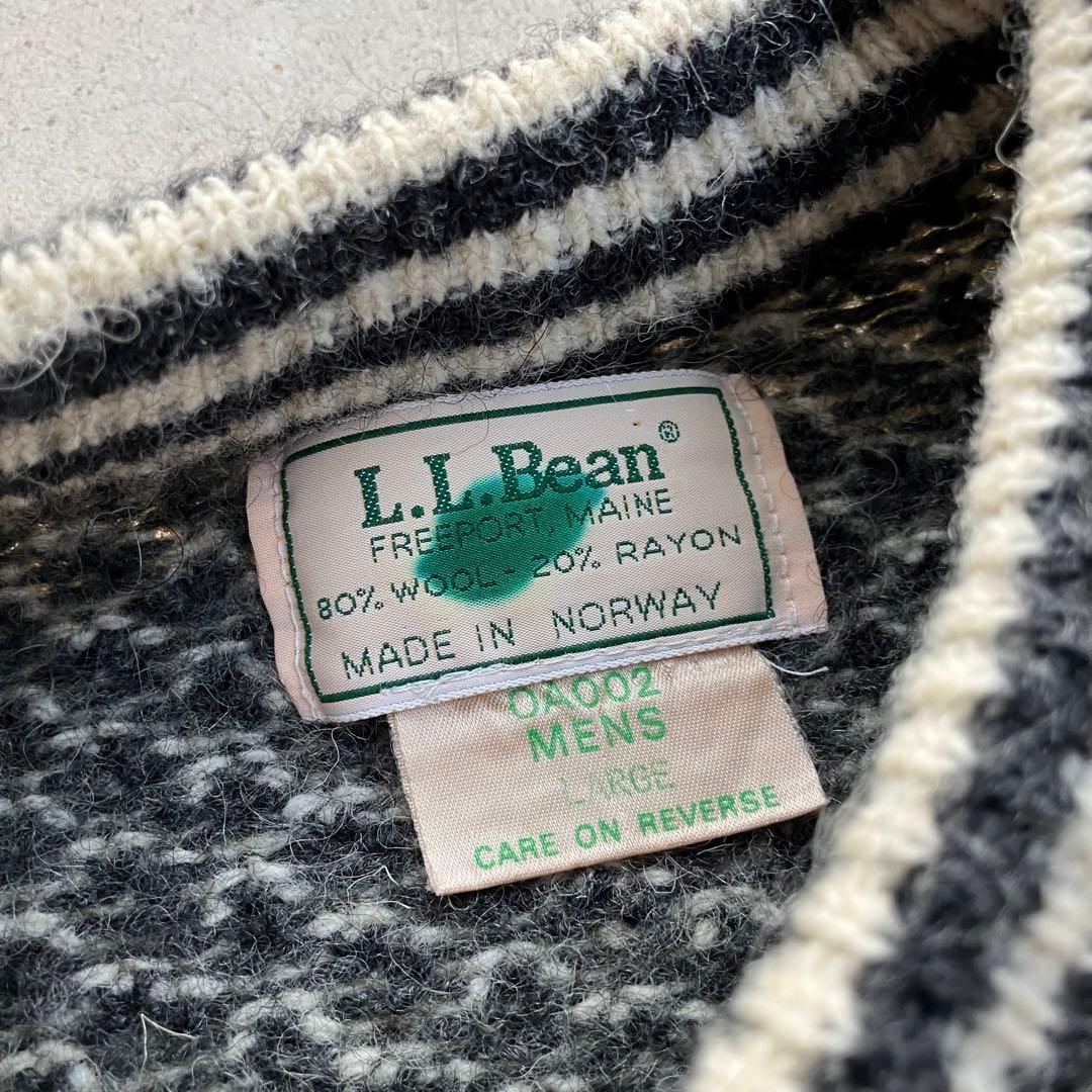 80’s L.L.Bean バーズアイ柄ウールニットセーター 総柄 ホワイト