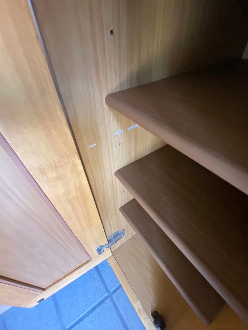 木製大型靴箱 鏡付き