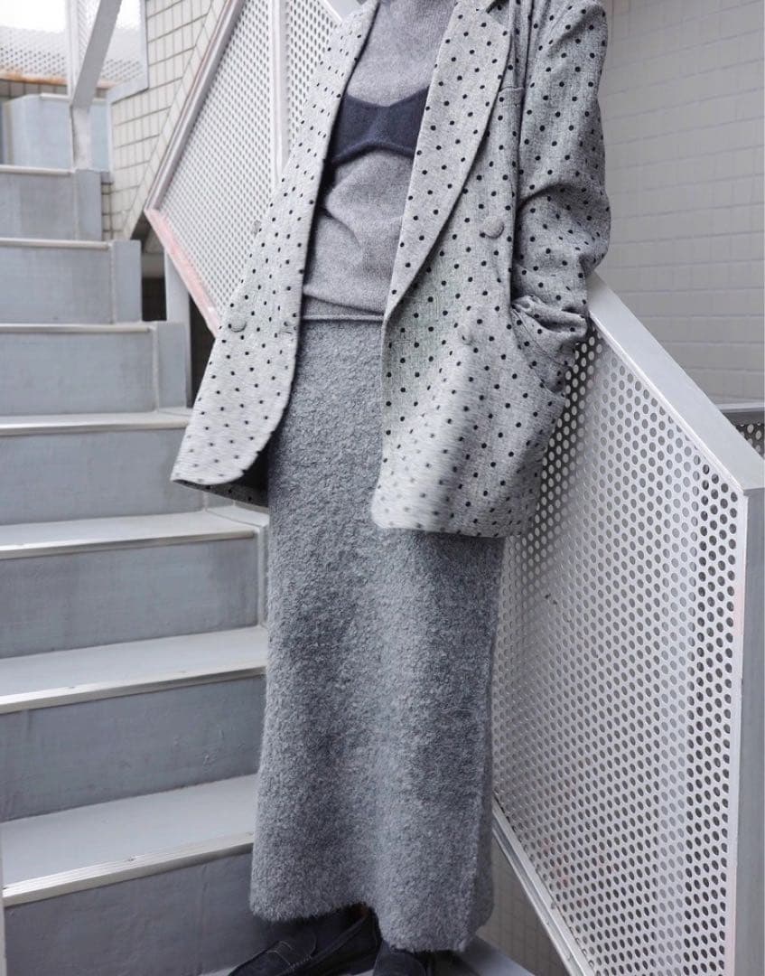 searoomlynnドット柄テーラードジャケット グレー