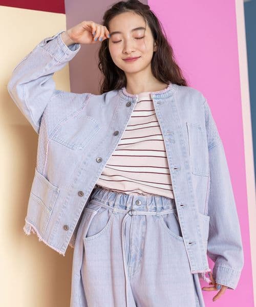 niko and…REMAKE COVERALL ノーカラー デニムジャケット