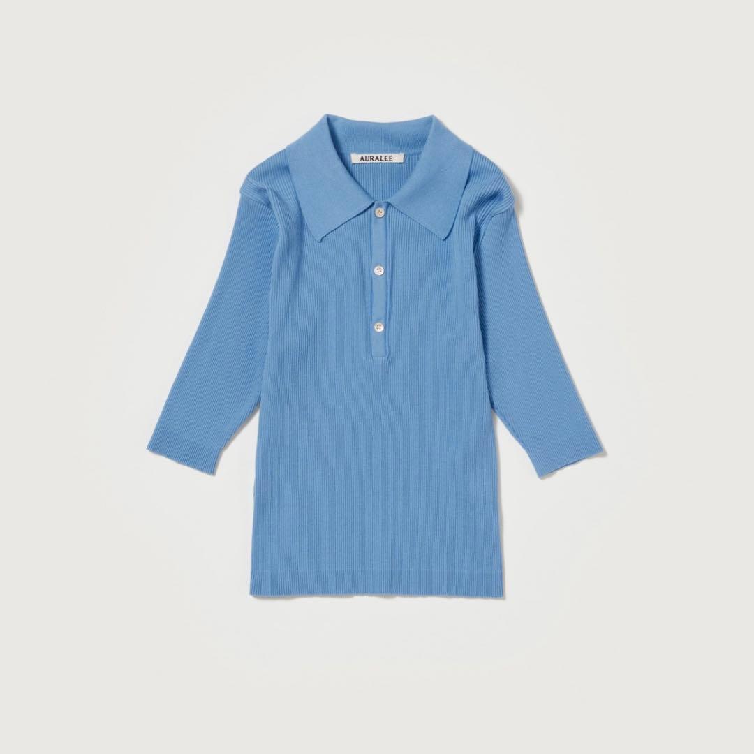 【美品】AURALEE オーラリー コットン ニットポロ ポロシャツ 半袖 0