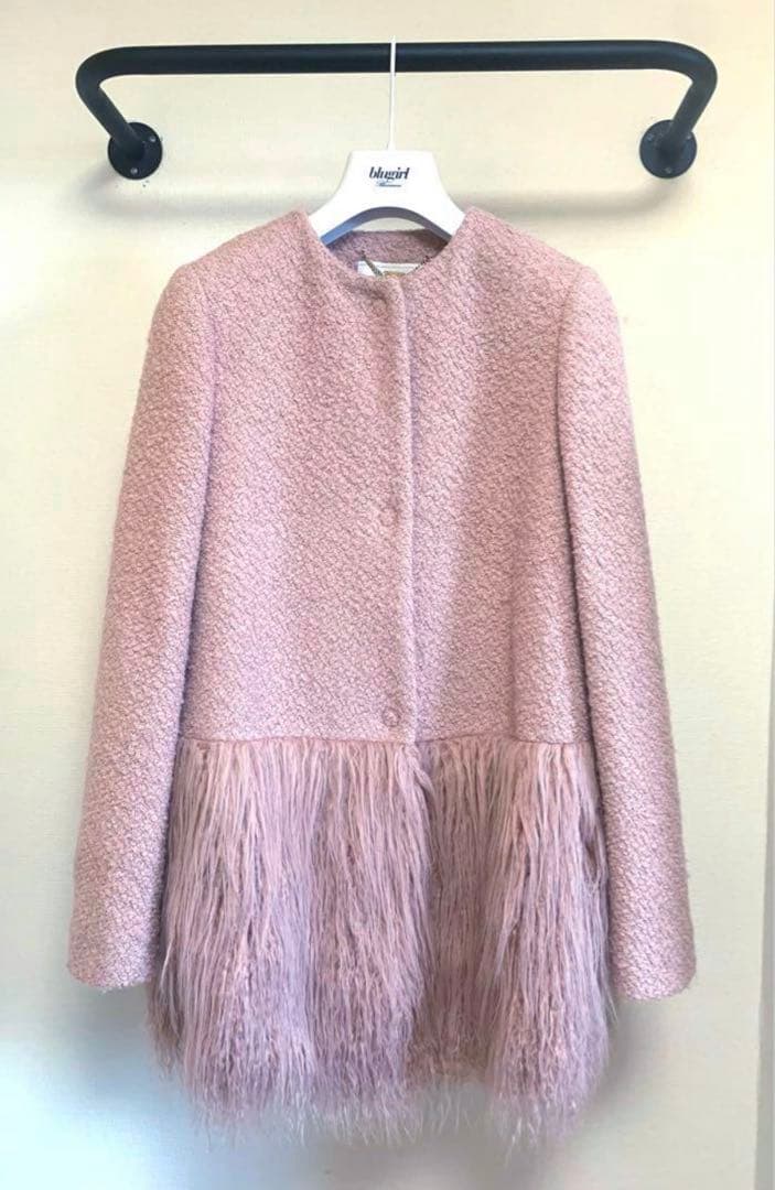 出品本日で終了 【Blugirl】ピンク ファーコート サイズS