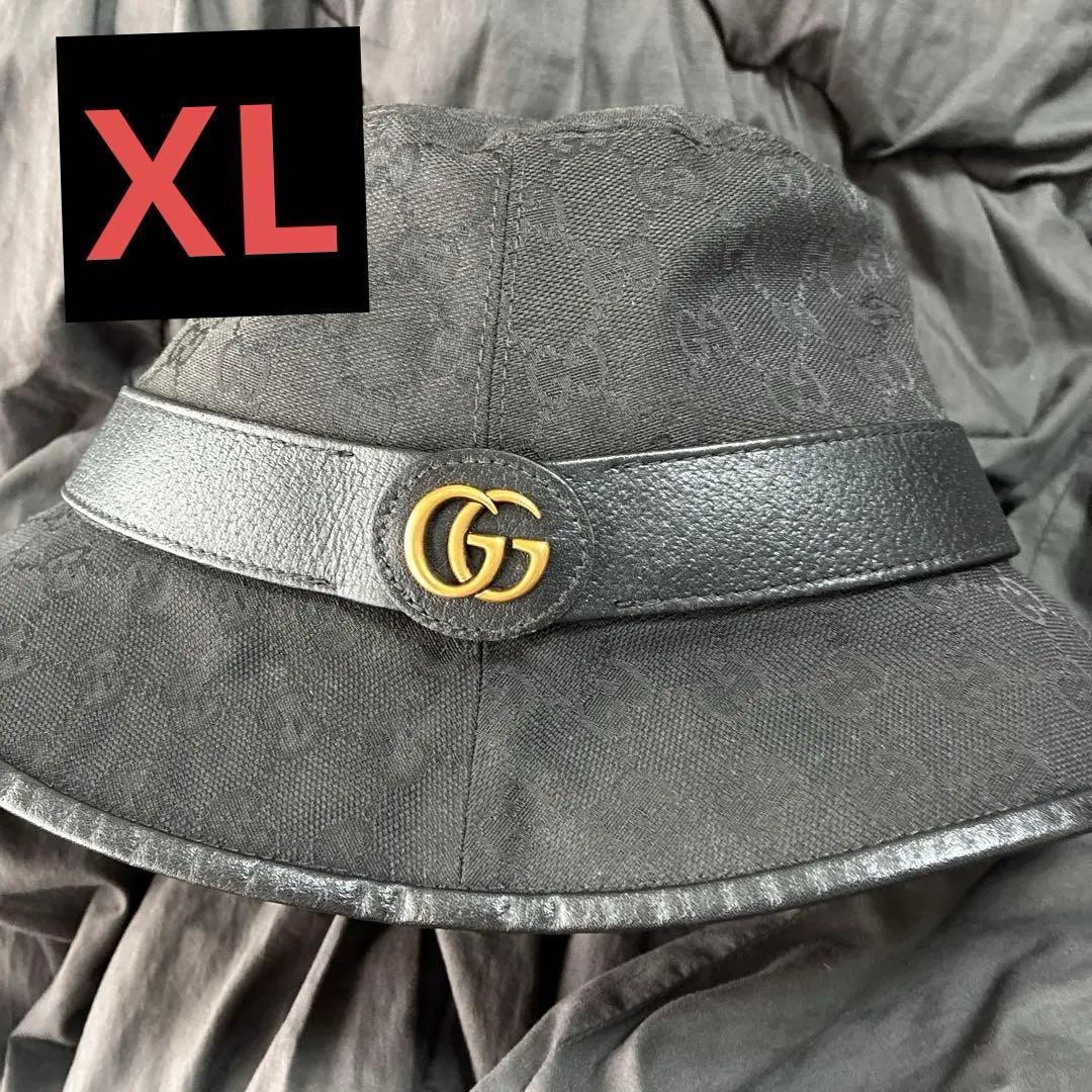 GUCCI グッチ ブラック GGパターン バケットハット XL 帽子