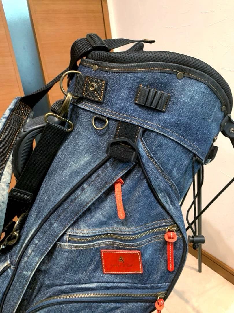 希少　完売　良品　ラヘラゴルフ　デニム　キャディバッグ　スタンド