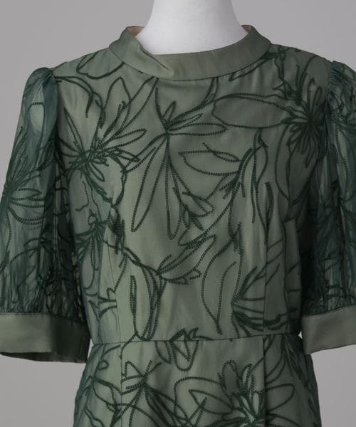 美品 niana ニアナ 花柄フロッキーオーガンジー ドレス M 結婚式お呼ばれ