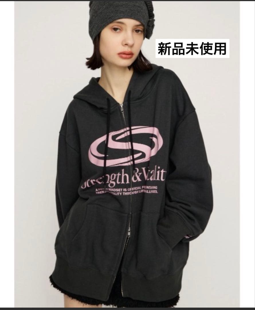 SLY プリント オーバー フーディ パーカー ライトブラック