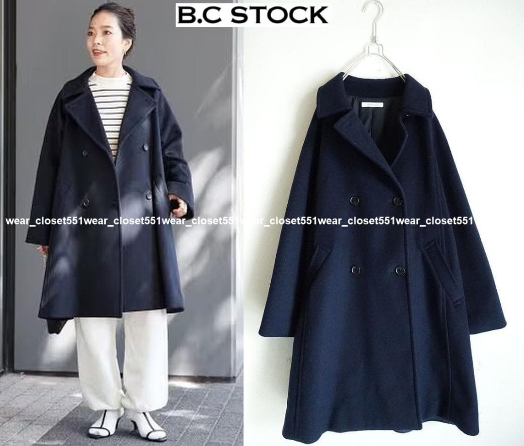 2024 B.C STOCK☆Wビーバーテントライントレンチコート F ネイビー