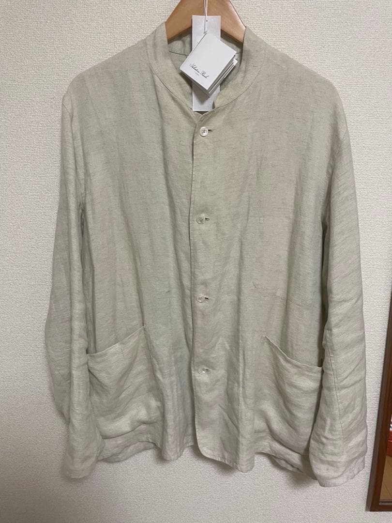 COMOLI リネンヘリンボーン スタンドカラージャケット