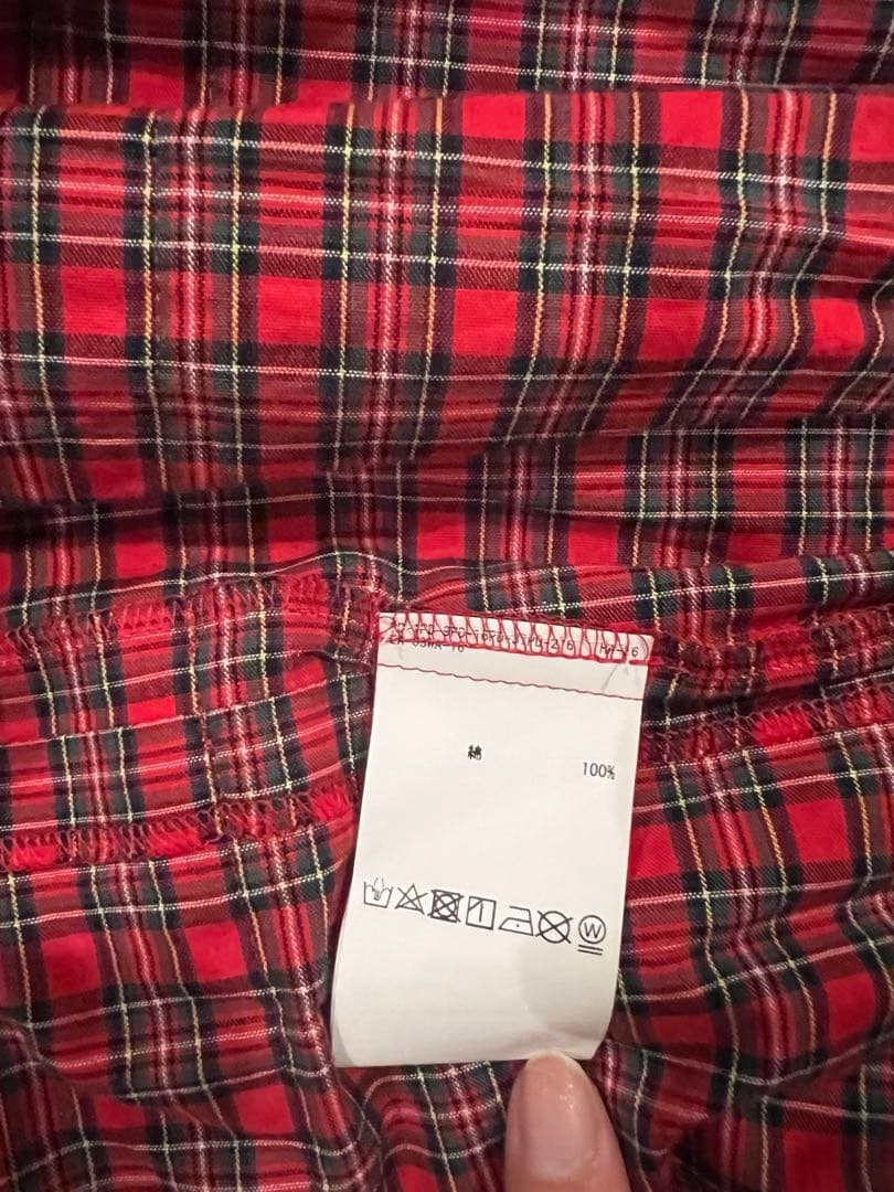 ピンクハウス　たくしあげ　タータンチェック　ワンピース　赤