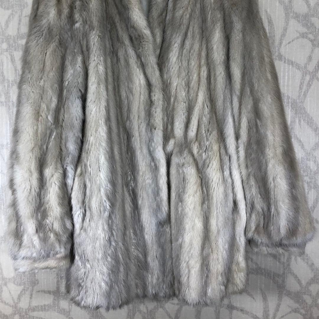 毛皮　ミンク感　グレー　ファーコート　高級感 R