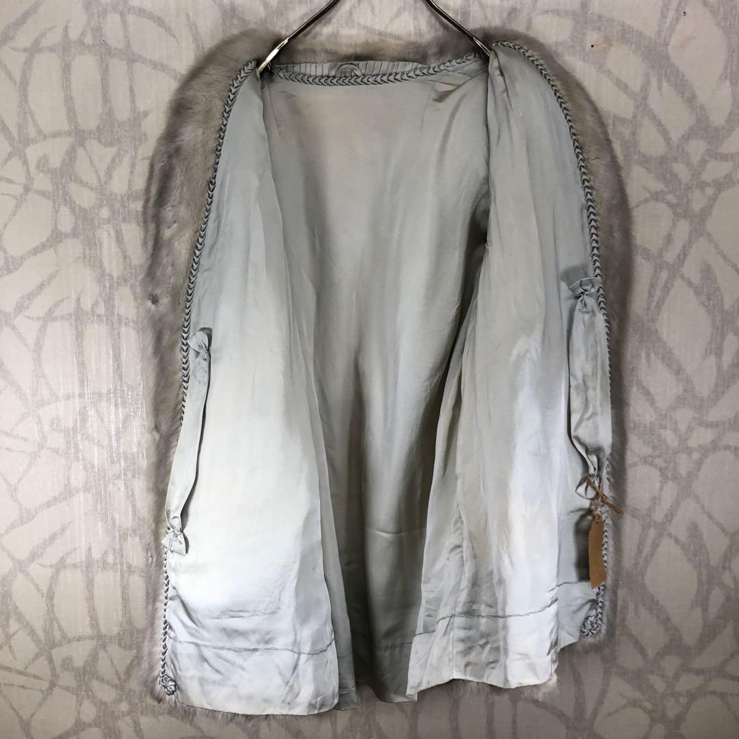 毛皮　ミンク感　グレー　ファーコート　高級感 R