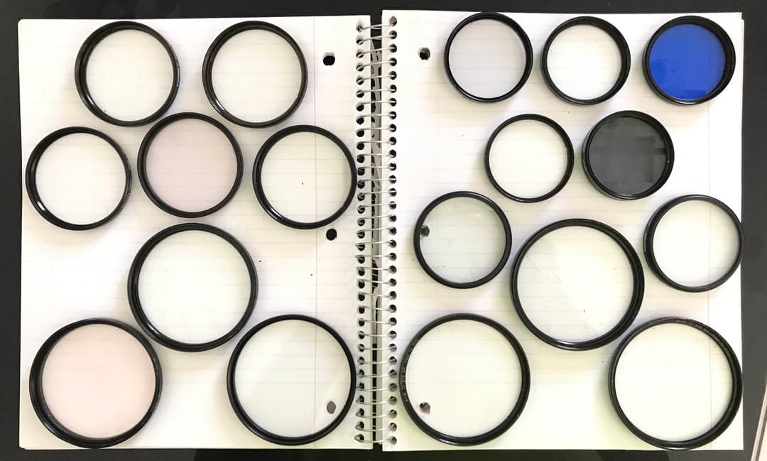 18個のレンズフィルター 52mm,58mm,62mm&77mm