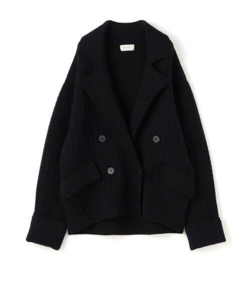 ダブルフェイスジャカードダブルブレストジャケット　デプレ　ネイビー