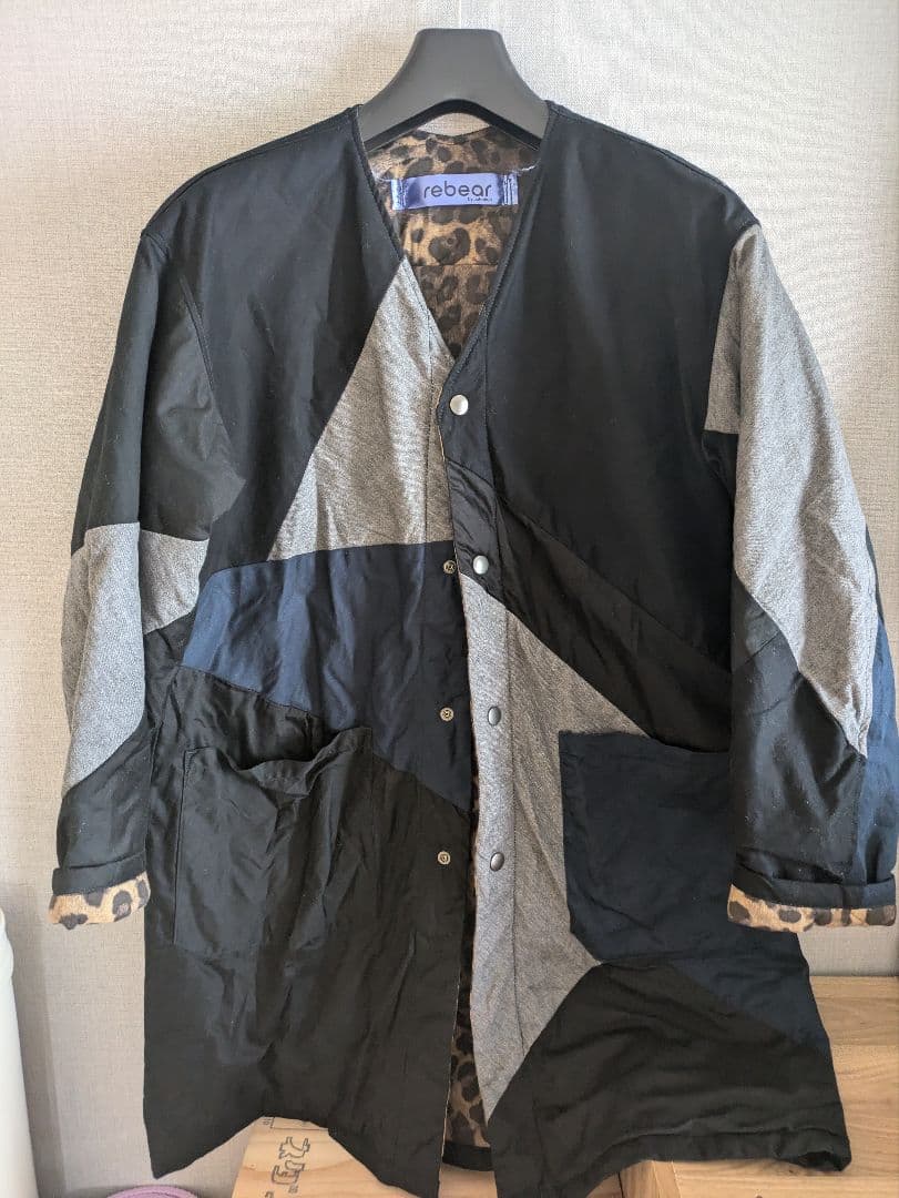 johnbull ノーカラーコート　パッチワーク