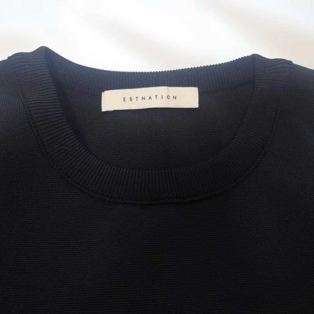 【美品】 ESTNATION ミラノリブサイドジップクルーネックニット