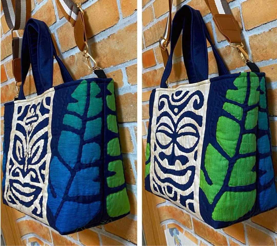 ハワイアンキルト2wayバッグ（ティキ）