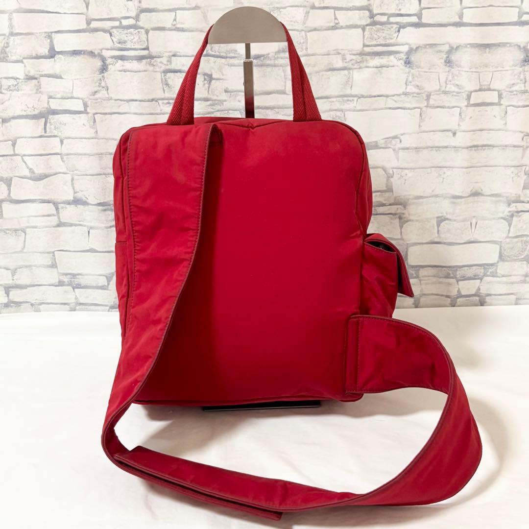 希少カラー✨プラダスポーツ・ボディバッグ ショルダーバッグ斜め掛け 赤 カード付