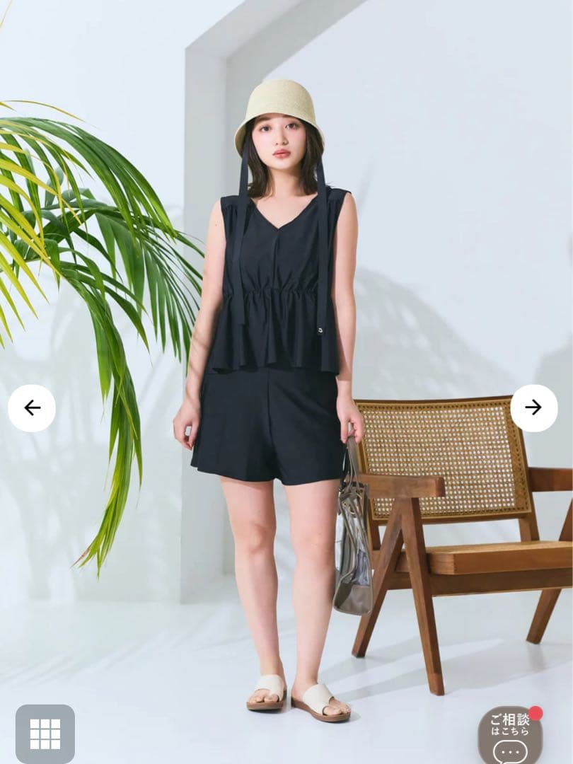 コヒナ　cohina バックリボン３ピーススウィムウェア　ブラック 水着