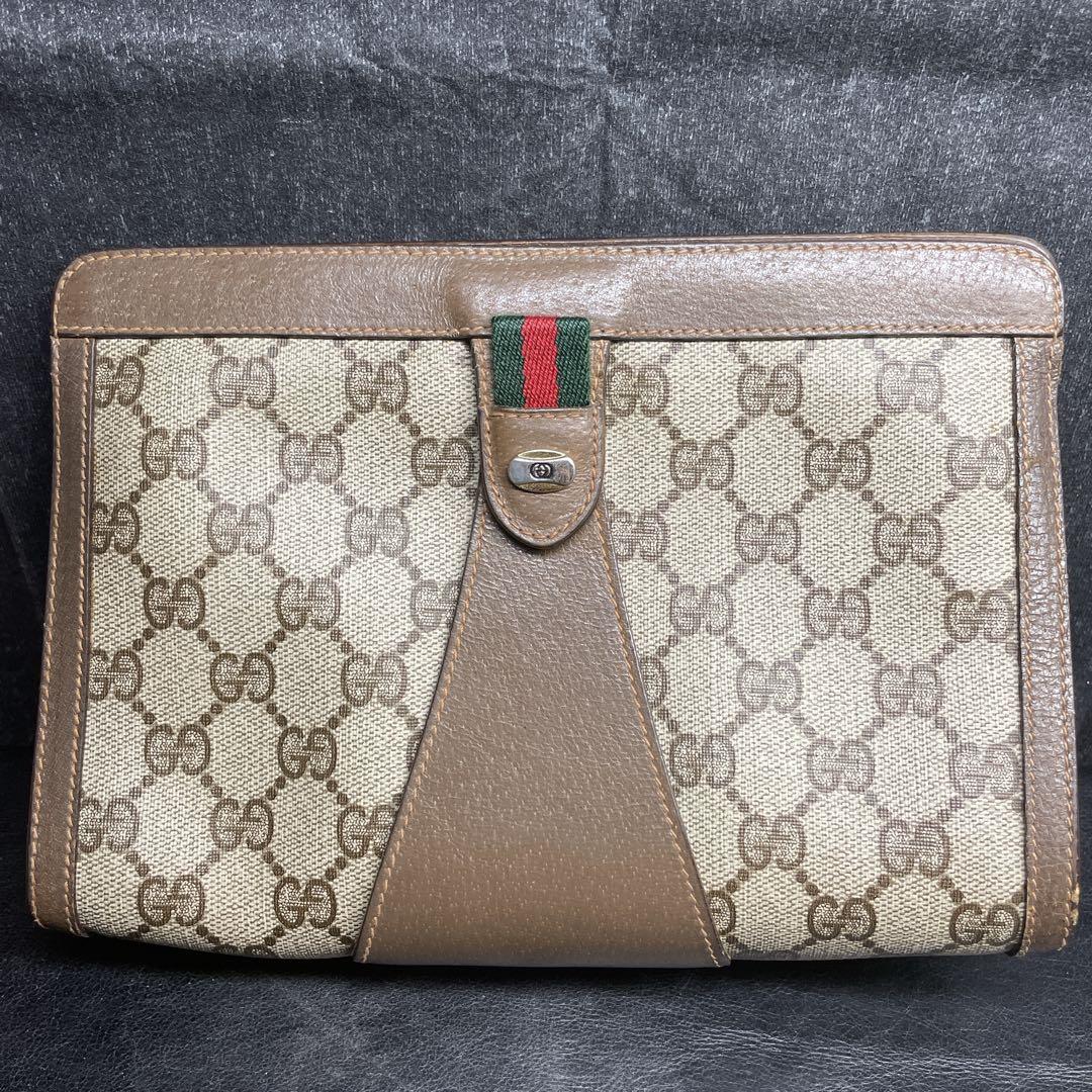 ヴィンテージ グッチ GGマーク シェリーライン クラッチバッグ