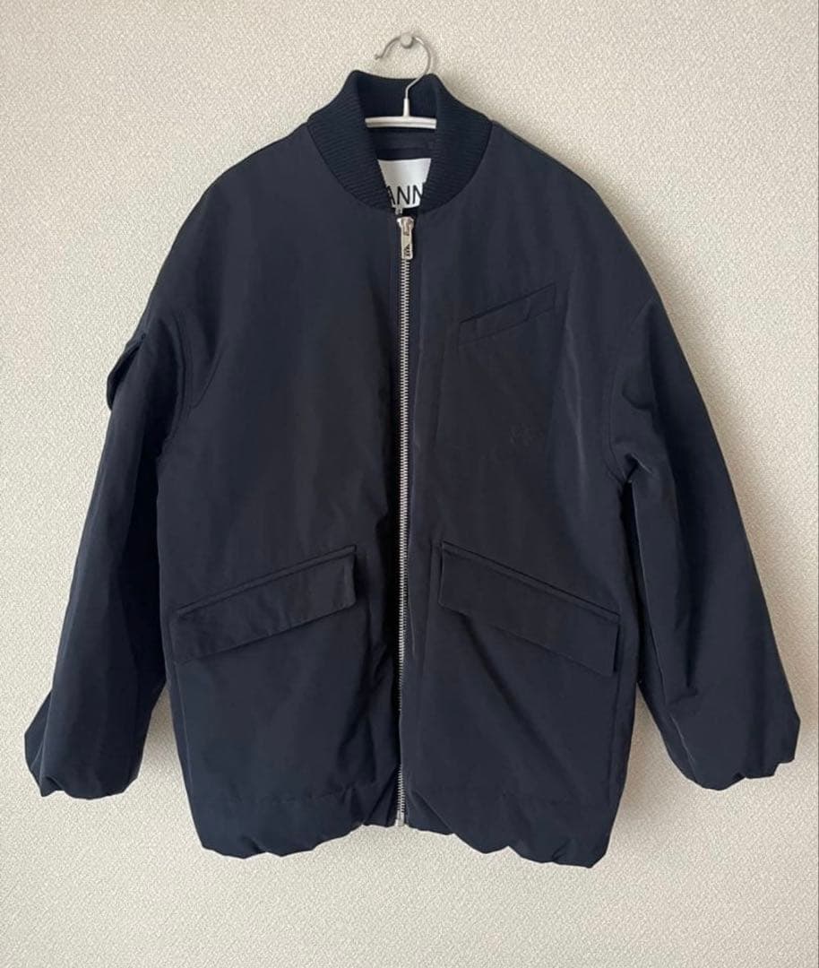 GANNI ネイビー　ボンバー　中綿　MA-1 ジャケット　ブルゾン　XXS