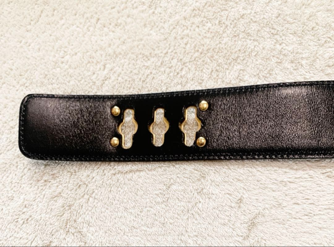 ⭐︎CELINE ヴィンテージマンテルブラックレザーベルト ゴールド金具