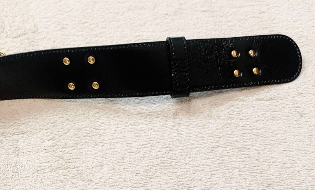 ⭐︎CELINE ヴィンテージマンテルブラックレザーベルト ゴールド金具