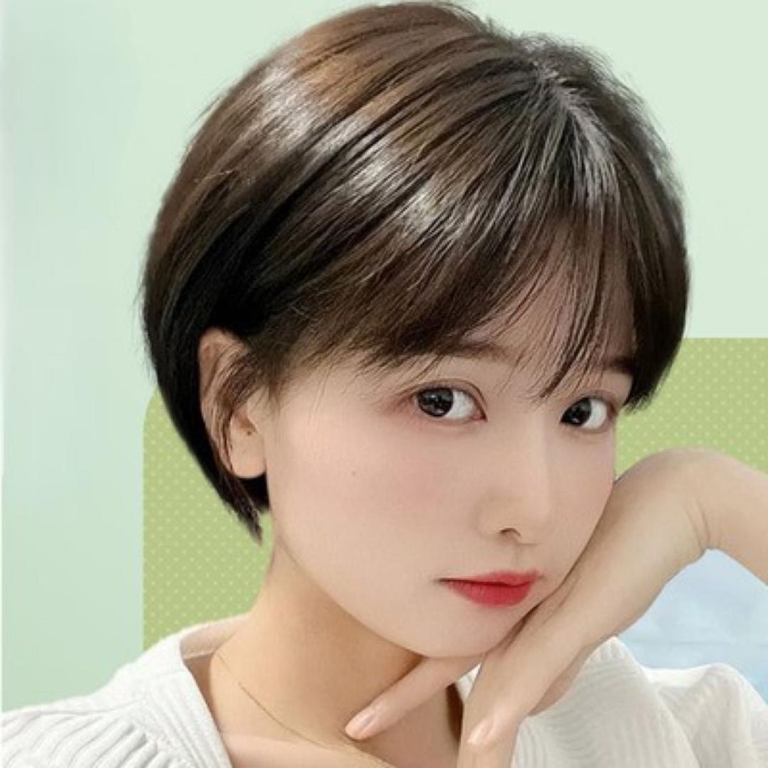 ウィッグ 人毛100% 簡単 イメチェン アレンジOK ショートヘア ブラック