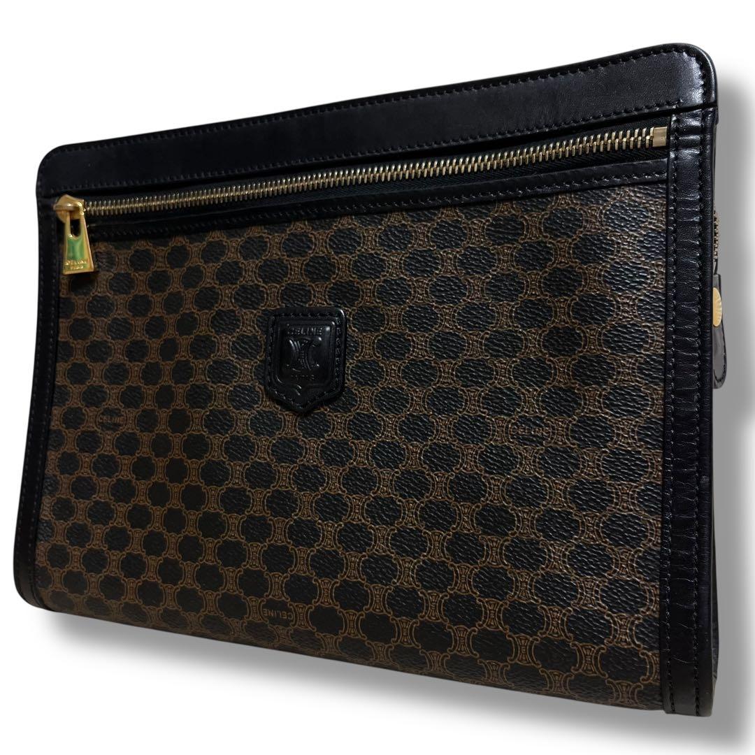 CELINE クラッチバッグ 黒 ブラック マカダム レザー セリーヌ