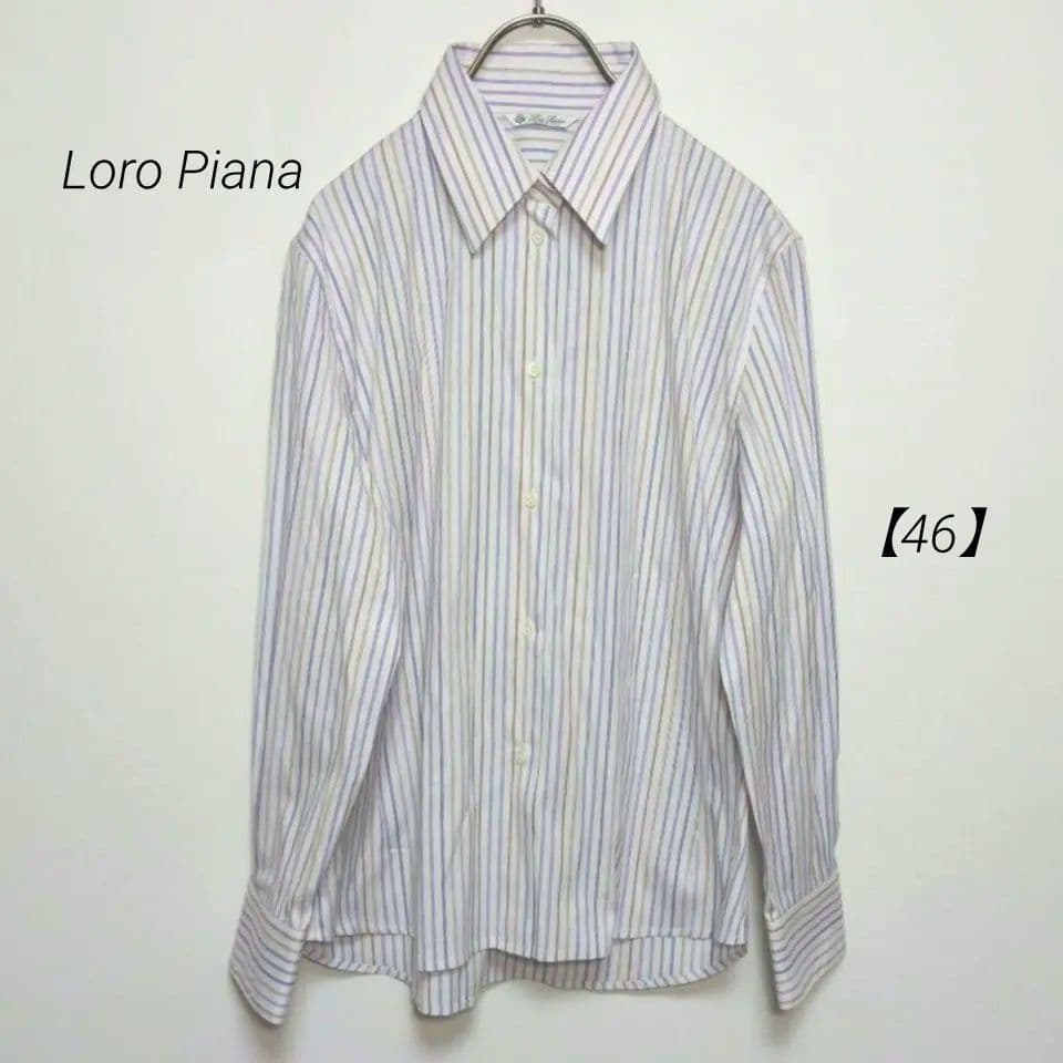 美品✨️Loro Pianaロロ・ピアーナ【46】ストライプシャツ 大きいサイズ