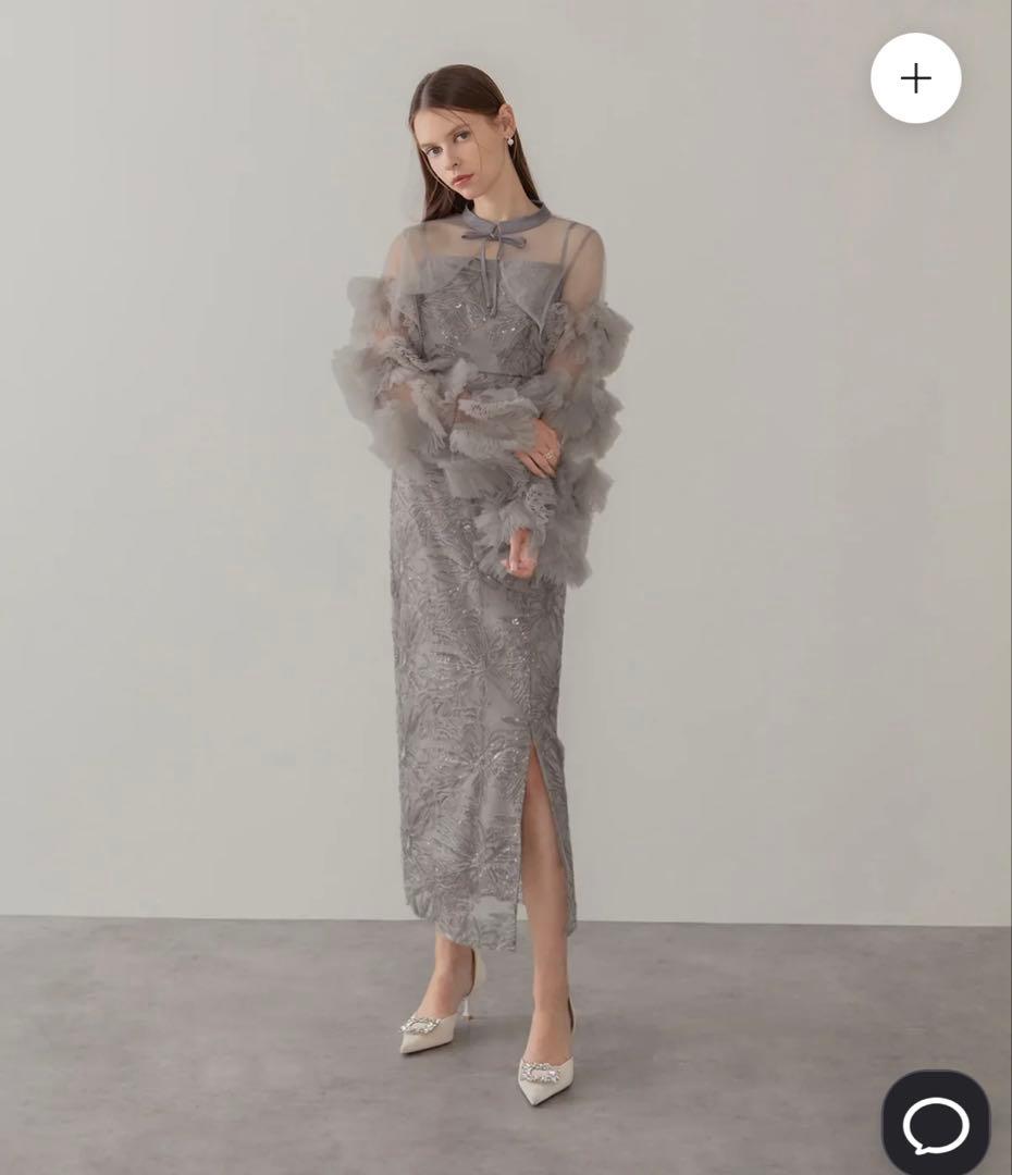 最終値下げLEJA レジャ フリルチュールスリーブリボンIラインワンピースドレス