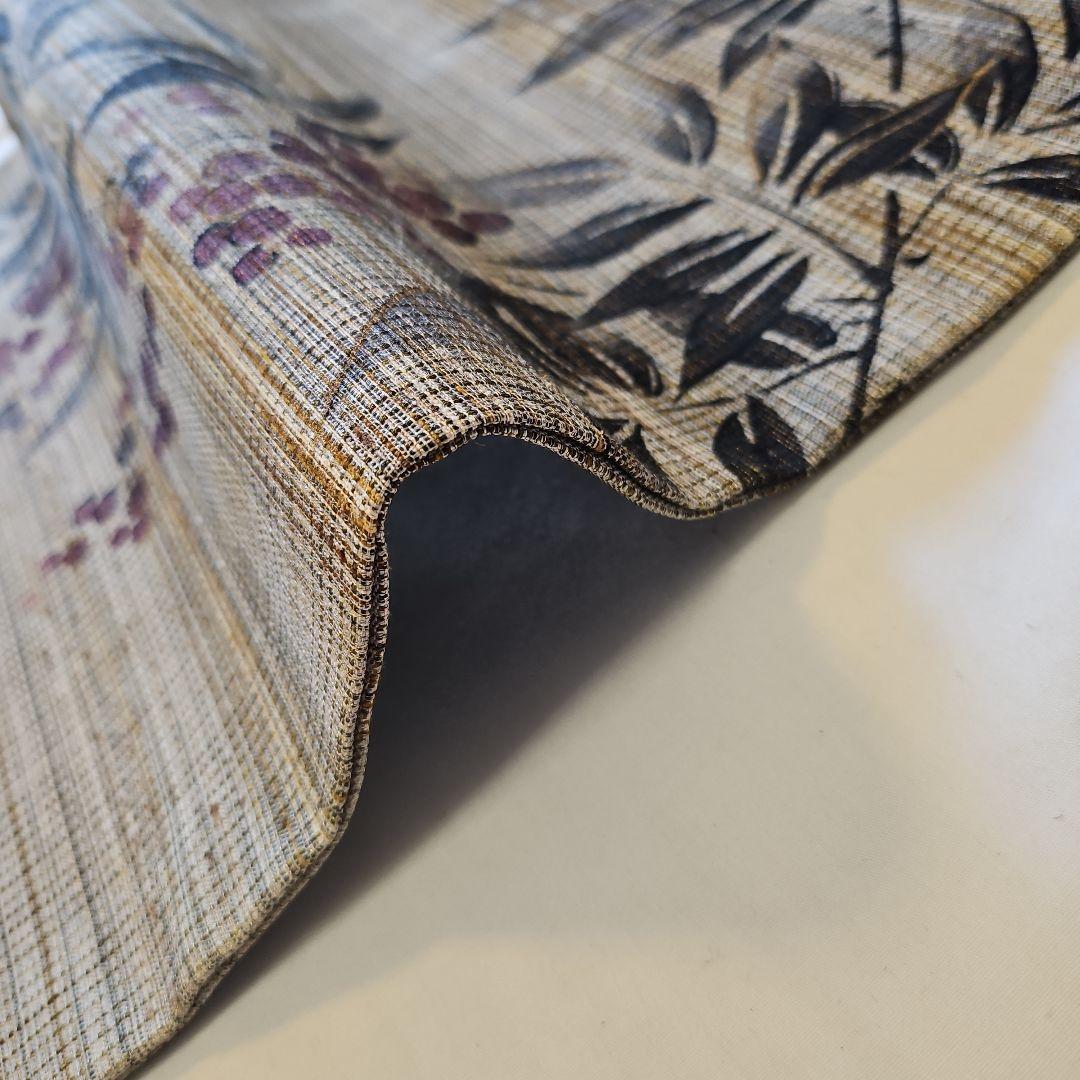 名古屋帯☆葉と赤紫の実☆正絹☆お太鼓柄☆美品☆袷☆仕立て上がり