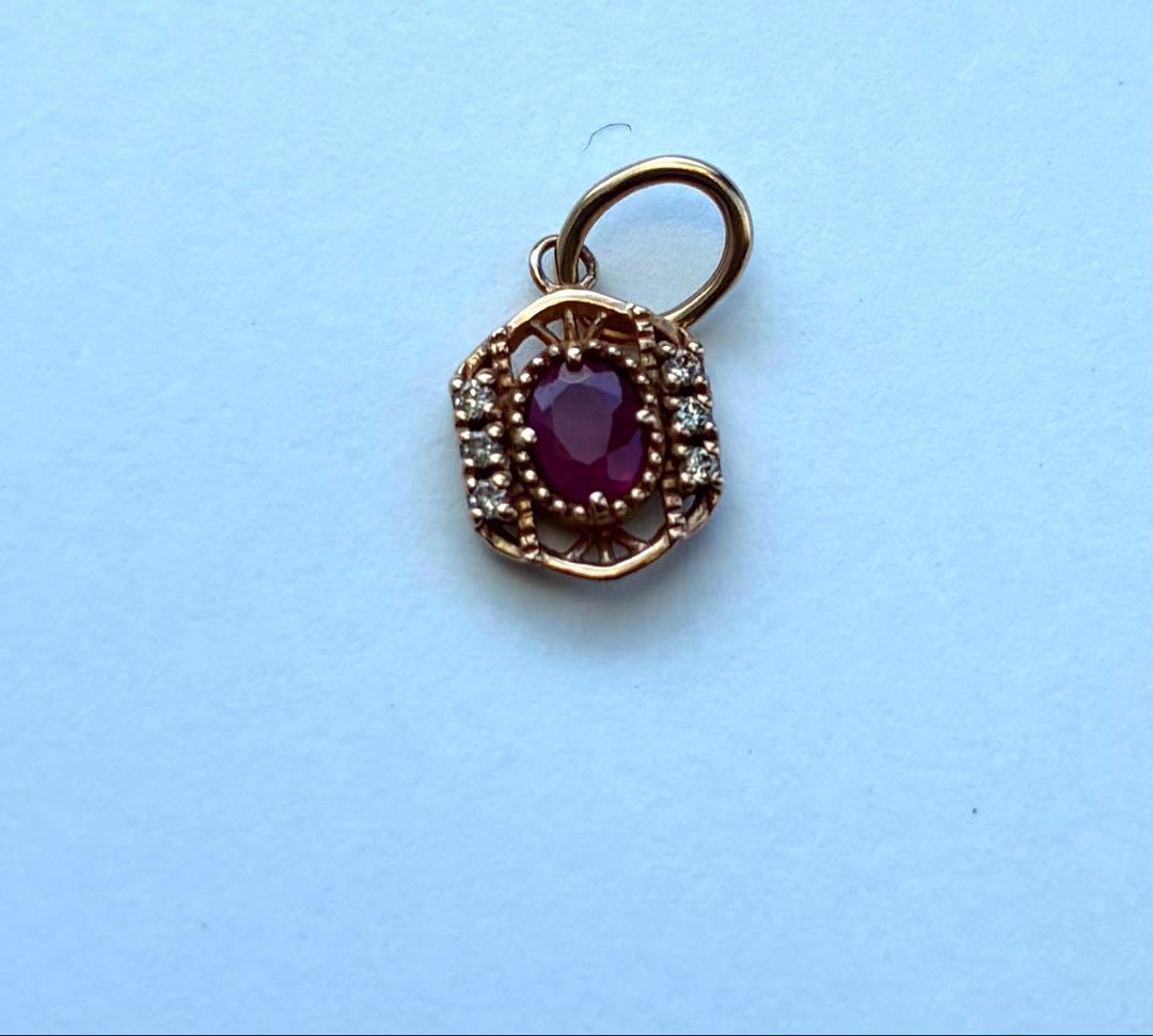 アガット ルビー ダイヤモンド 10K チャーム