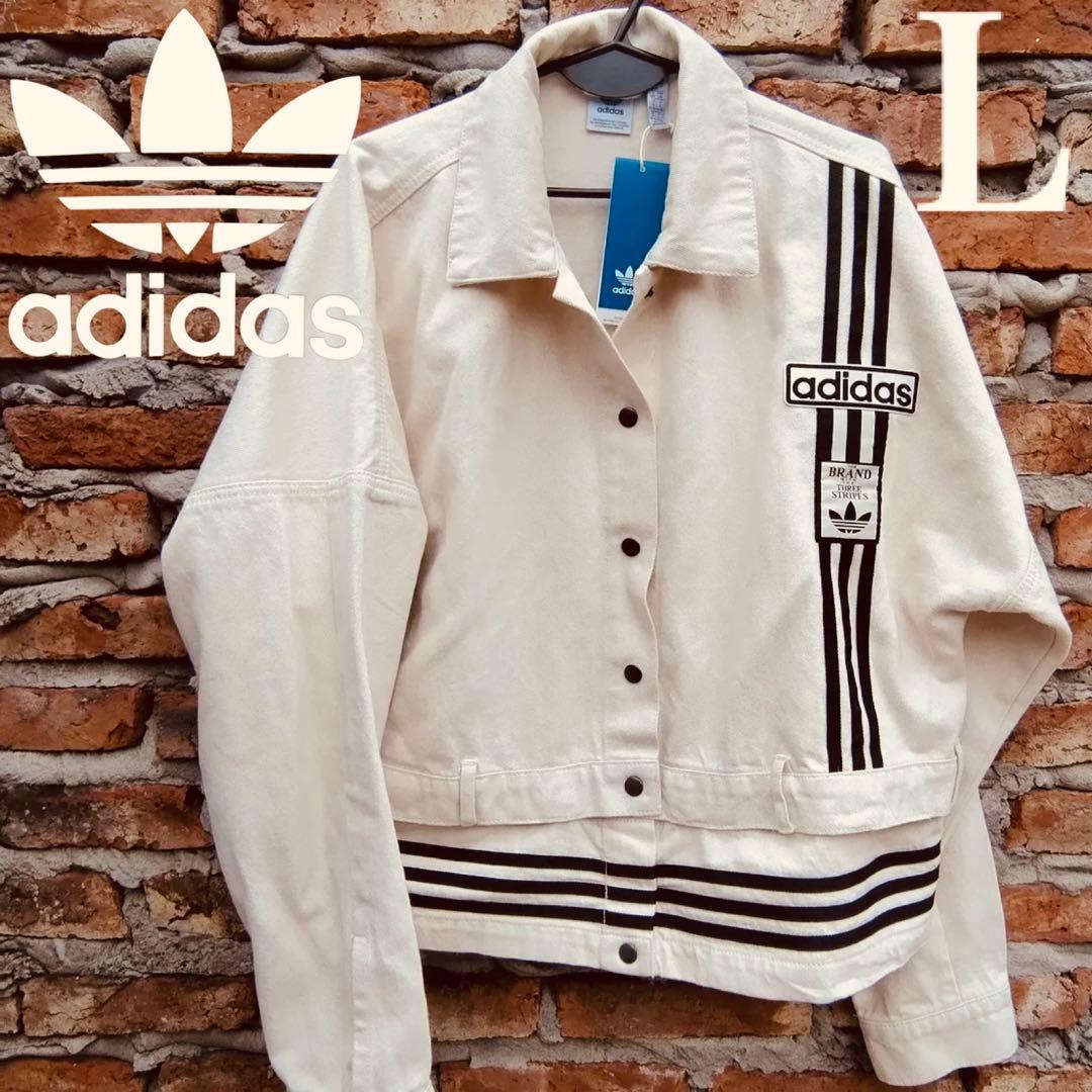 新品L⭐️adidasアディブレイク デニム2-IN-1 トラックトップ ホワイト