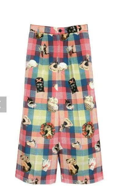 &エルシー　猫マドラスチェックパンツ