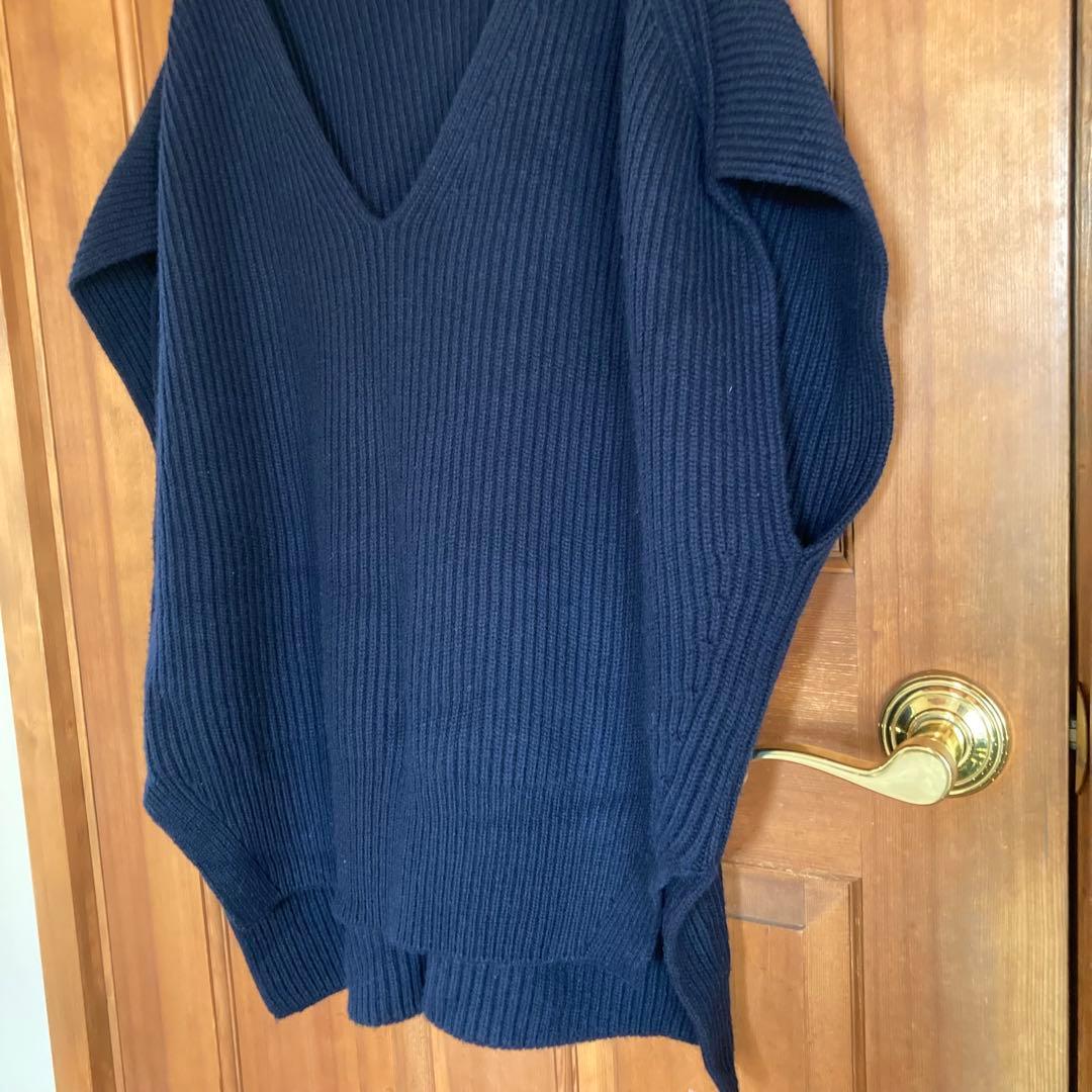 Drawer ドゥロワー Vネック ニット　ベスト　カシミヤ　ネイビー