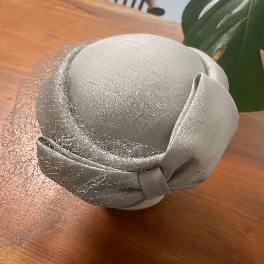 マキシン maximトークハット カクテルハット フォーマル グレー