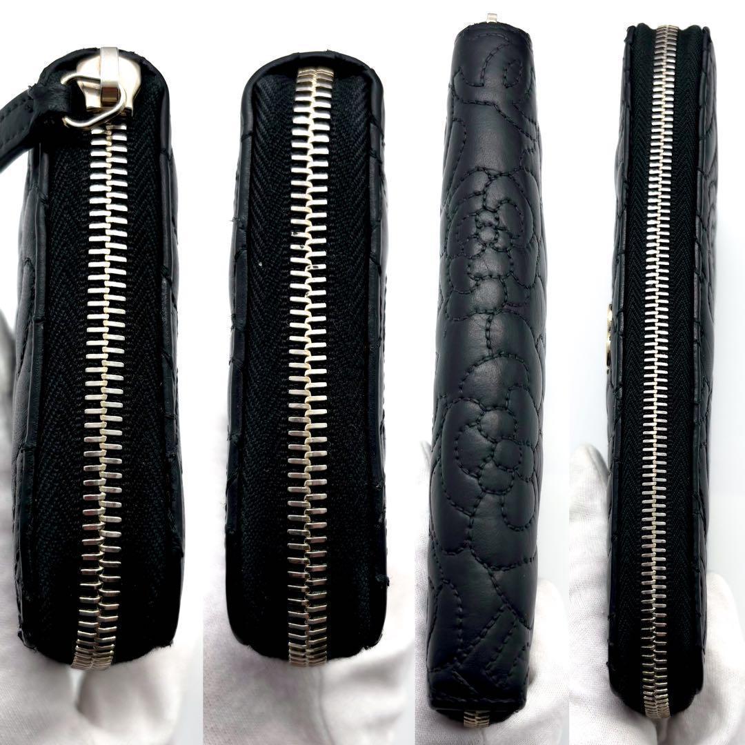 【超極美品✨】シャネル 長財布 カメリア No.5 ラウンドジップ 黒