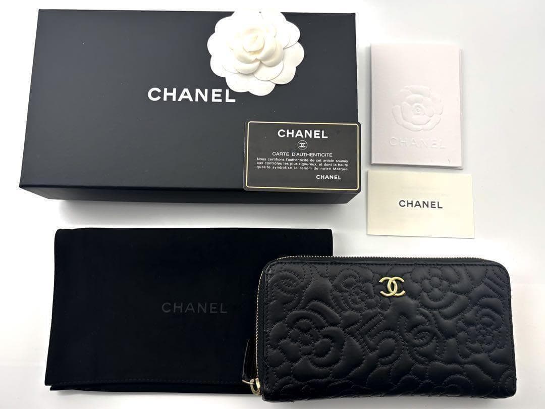 【超極美品✨】シャネル 長財布 カメリア No.5 ラウンドジップ 黒