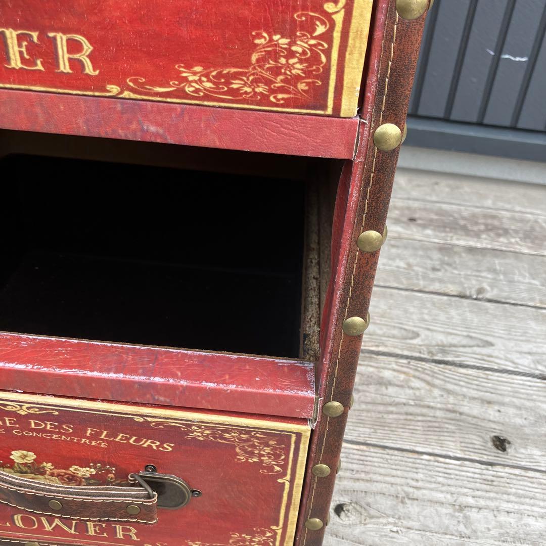 北欧レトロ アンティーク 薔薇柄ミニチェスト ナイトテーブル サイドテーブル